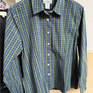 L.L. Bean blackwatch plaid button down shirt